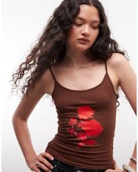Susmie's - Rose Graphic Strappy Vest Top - Lyst
