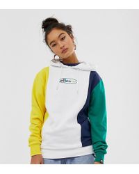 Ellesse Relaxed Hoodie With Rainbow Front Logo In Colour Block Exclusive To Asos - Blue