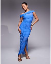 Forever New - – asymmetrisches, gerafftes midaxi-kleid aus netzstoff - Lyst