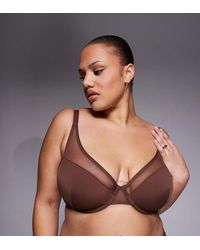 ASOS - Asos Design Curve Ella Moulded Microfibre Demi Pad Underwired Bra With Mesh Detail - Lyst