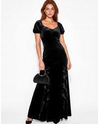 Maya - Short Sleeve Scoop Neck Ruffle Velvet Maxi Dress - Lyst