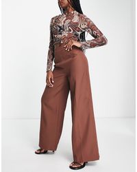 In The Style - X Perrie Sian Tailored Wide Leg Pants With Side Split - Lyst