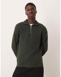 SELECTED - 100% Cotton Knit Half Zip - Lyst
