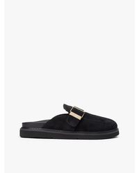 Tommy Hilfiger - Th Monogram Buckle Suede Mules - Lyst
