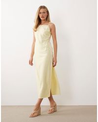 ASOS - Cami Square Neck Crinkle Satin Lace Detail Maxi Dress - Lyst