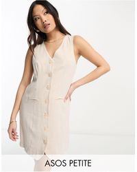 ASOS - Asos design petite - robe boutonnée sans manches style gilet - Lyst