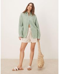 Stradivarius - Overhemd Van Linnenmix Met Lange Mouwen - Lyst