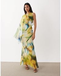 ASOS - Draped Batwing Asymmetric One Sleeve Maxi Dress - Lyst
