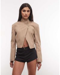 ASOS - Wrap Neck Crop Blazer Jacket - Lyst