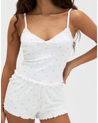 Boux Avenue - Daisy Ribbed Cami And Short Pyjama Set With Lettuce Edge - Lyst
