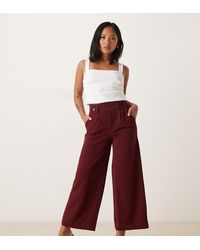 JDY Petite - Pantaloni Dad Bordeaux A Fondo Ampio Con Bottoni - Lyst