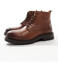 Jack & Jones - Chunky Leather Lace Up Boot - Lyst