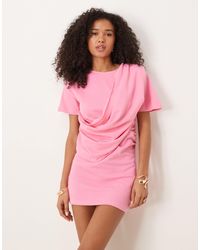 ASOS - Textured Short Sleeve Drape Front Mini Dress - Lyst