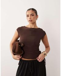 ASOS - Slinky Lettuce Edge Cap Sleeve Top With Ruching Channel - Lyst
