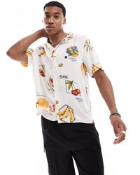 Hollister - Thrifted Short Sleeve Revere Collar Tropical Produce Print Rayon Shirt - Lyst