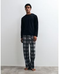 Loungeable - Long Sleeved T-Shirt And Check Trouser Pyjama Set - Lyst
