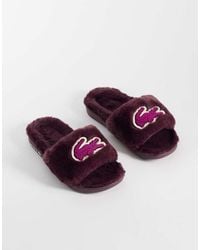 Lacoste - Crocodile Logo Slide Fleece Slippers - Lyst