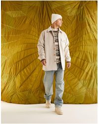 ASOS - Camicia giacca oversize effetto lana color pietra - Lyst