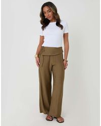 Threadbare - Wrap Front Wide Leg Textured Trousers - Lyst