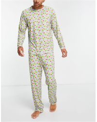 Loungeable - – weihnachtlicher pyjama mit rosenkohl-print - Lyst