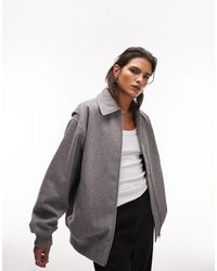 TOPSHOP - Veste bomber en laine avec col - Lyst