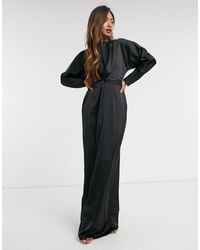 ASOS - Satin Maxi Dress With Batwing Sleeve And Wrap Waist - Lyst