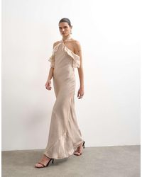 TOPSHOP - Frill Halter Neck Maxi Dress - Lyst