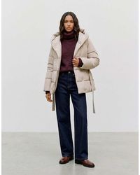 Vero Moda - Mia Belted Padded Hooded Press-stud Fastening Jacket - Lyst