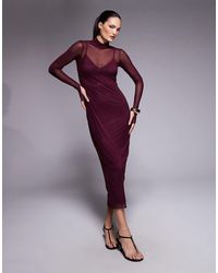 AFRM - – shailene – hochgeschlossenes netzstoff-midikleid - Lyst