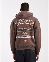 Hollister - Sweat à capuche zippé coupe carrée à motif f1 - marron - Lyst