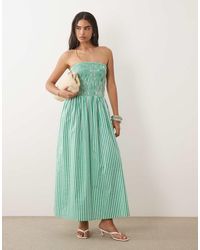 New Look - Gesmokte Gestreepte Midi Bandeau-Jurk - Lyst