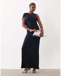 Aware - Sleveless Ruched Side Maxi Dress With Cape Detail - Lyst