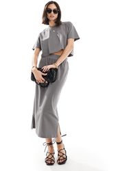 Threadbare - Ensemble crop top et jupe mi-longue en jersey - anthracite - Lyst