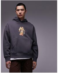 TOPMAN - Oversized Hoodie With Angel Chest Print - Lyst