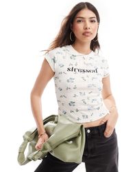 ASOS - Pointelle Baby Tee With Stressed Graphic - Lyst