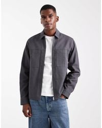 ASOS - Zip Through Heavyweight Cotton Twill Overshirt - Lyst