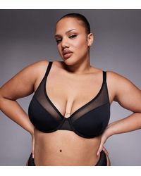 ASOS - Asos Design Curve Ella Moulded Microfibre Demi Pad Underwired Bra With Mesh Detail - Lyst