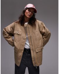 ARKET - Oversized Padded Workwear Barn Jacket With Flap Pockets And Contrast Collar-neutral - Lyst