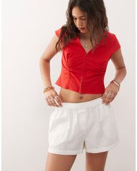 Collusion - Plunge Cap Sleeve Top With Hook And Eye Detail - Lyst