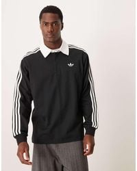 adidas Originals - Three Stripe Long Sleeve Polo - Lyst