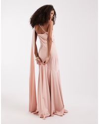 Pretty Lavish - Porto Matte Satin One Shoulder Scarf Neck Maxi Dress - Lyst