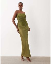 ASOS - Drape Fringe Overlay Bandeau Maxi Dress - Lyst