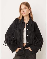 Y.A.S - Premium Denim Jacket With Fringes - Lyst
