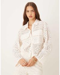 Vila - Gehaakt Cropped Utility Overhemd - Lyst