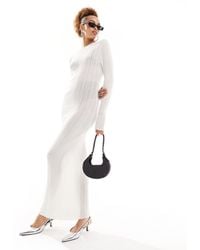 Lioness - Sheer Knitted Flared Sleeve Maxi Dress - Lyst