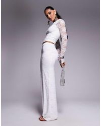 Kaiia - Exclusive Double Layered Slinky Column Lace Maxi Skirt Co-Ord - Lyst