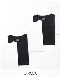 Jack & Jones - 5 Pack Of Longline T-shirt With Curved Hem - Lyst
