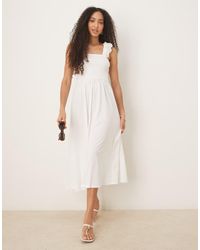 Nobody's Child - Vestido Midi Con Diseño Bordado Y Volante En Los Hombros Rita De - Lyst