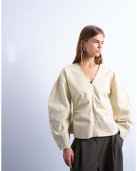 TOPSHOP - V Neck Ovoid Sleeve Top - Lyst