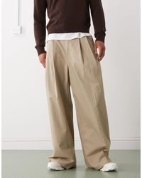 Weekday - Pantalon chino coupe oversize à pinces devant - beige - Lyst